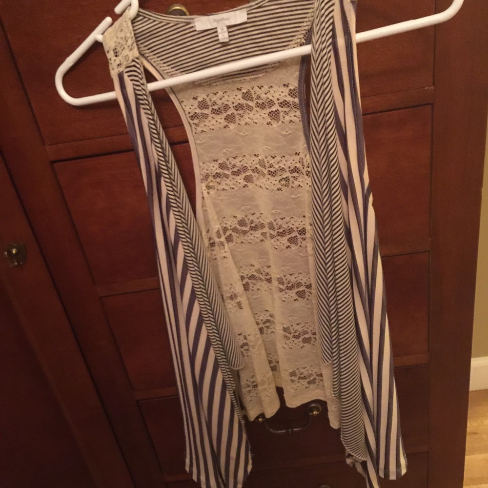 Mystree lace stripe vest